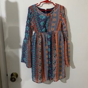 Girls Speechless Boho Dress with Flare Sleeves M